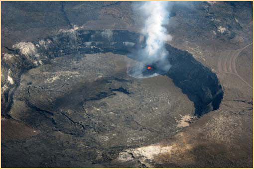aerial view of Volcanoes National Park from a helicopter tour departing from hilo