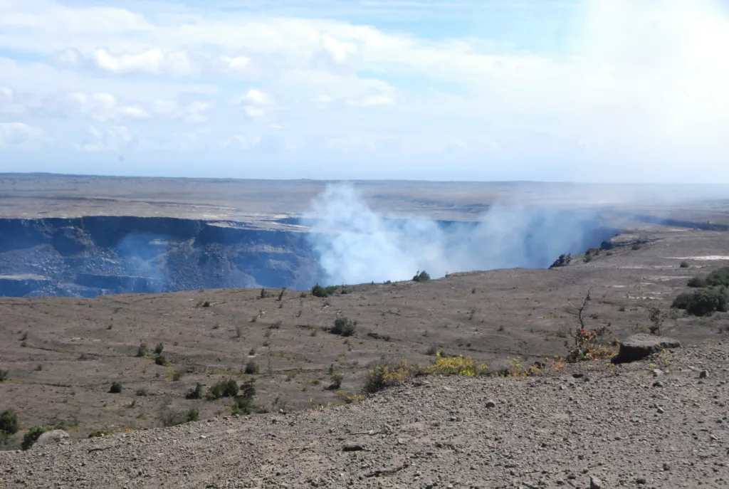 Steam rising from Kilauea's Hale'ma'uma'u crater.